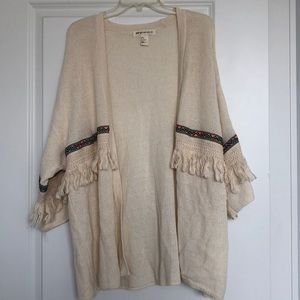 CREAM KNIT JACKET WITH DETAILED AZTEC SLEEVE